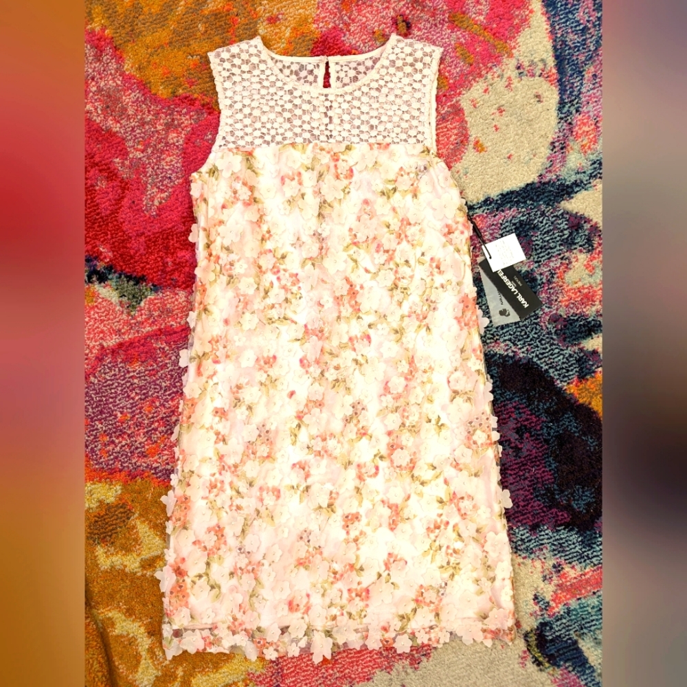 NWT Karl Lagerfeld Floral Applique Dress